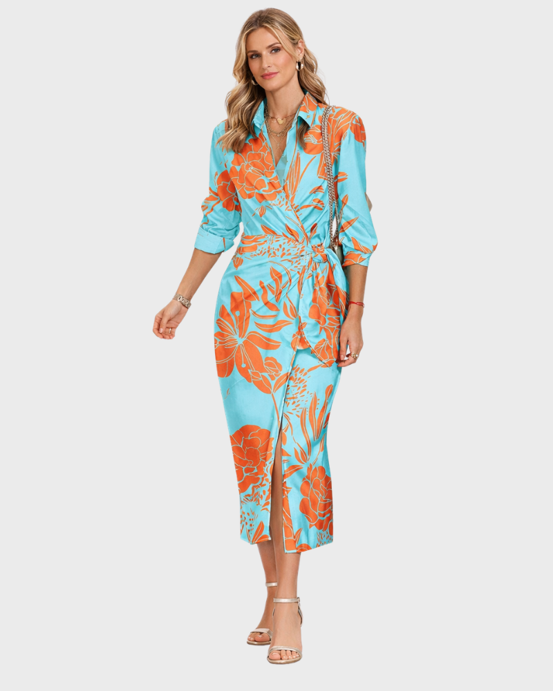 Rylee Robe Femme Midi Pruhované – Elegantní Volný Střih & Lehká Prodyšná Tkanina