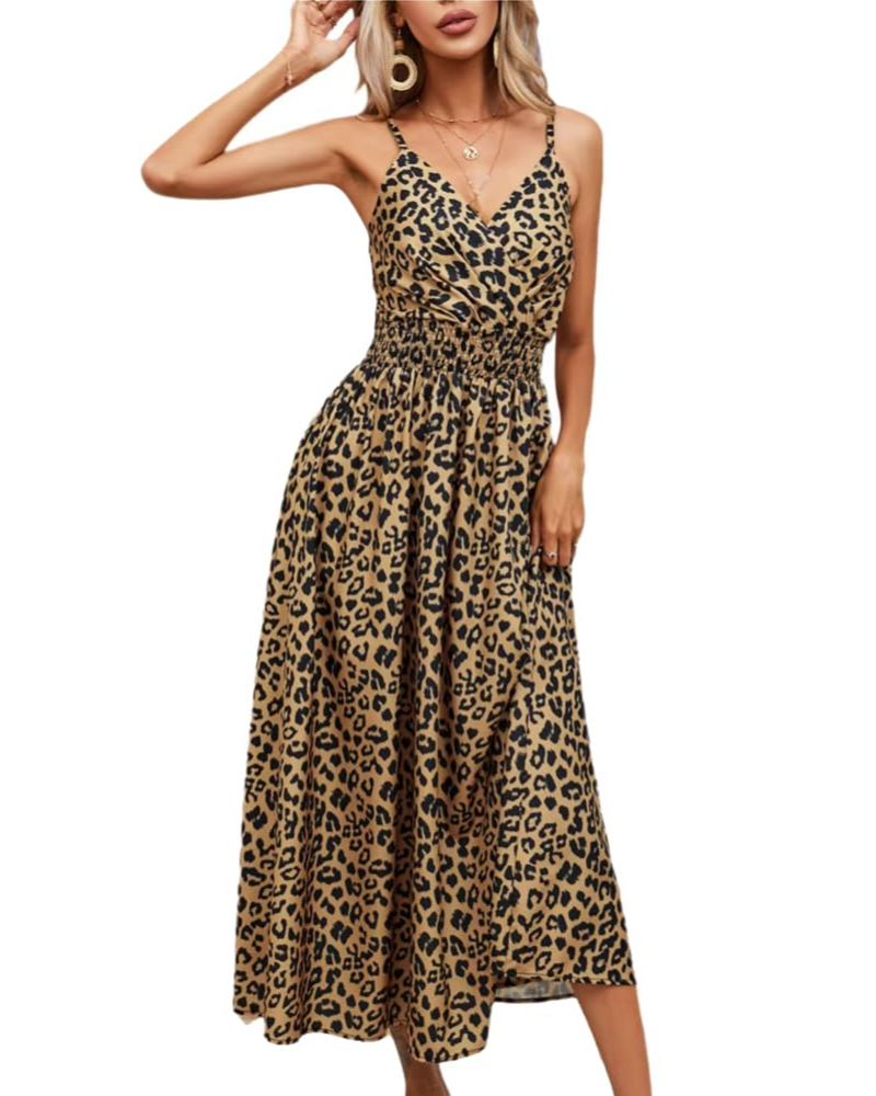 Abito lungo estivo a fiori Savannah da donna – Abito lungo con scollo a V e vita alta