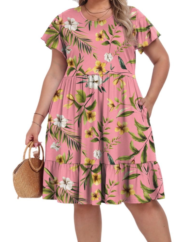 Robe Midi Delaney Tamanho Grande para Mulher – Cintura Alta com Bolsos e Corte Evasé