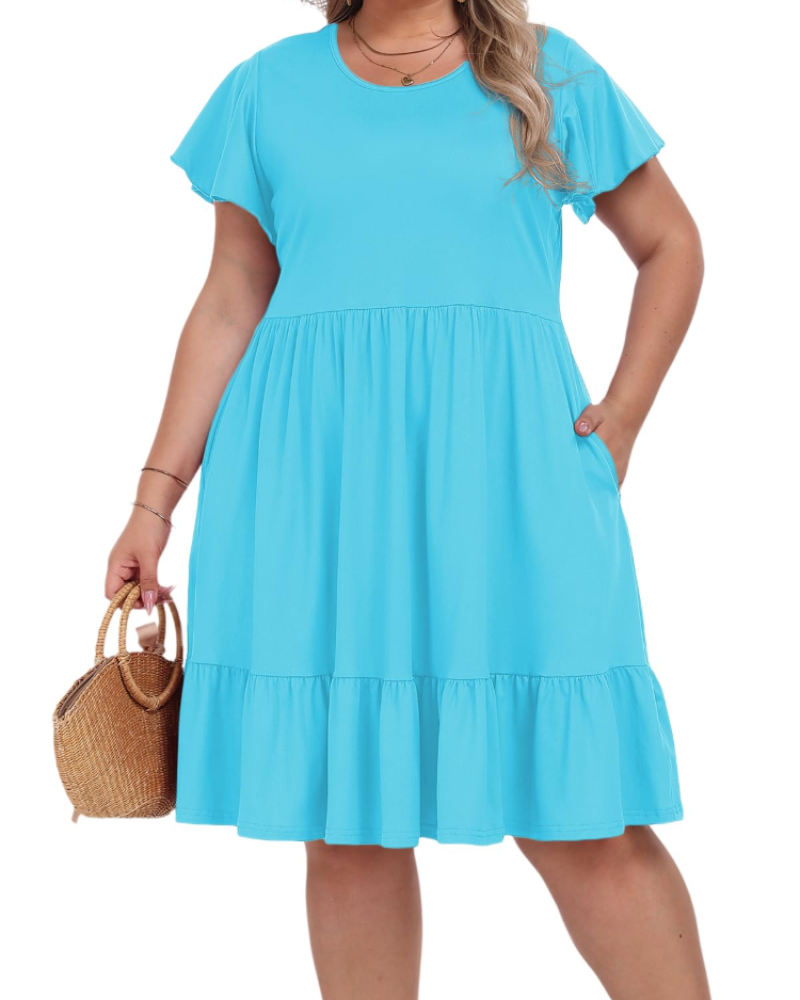 Robe Midi Delaney Tamanho Grande para Mulher – Cintura Alta com Bolsos e Corte Evasé
