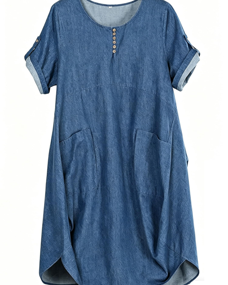 Phoebe Robe Tunique Femme – Robe d'Été Style Lin Coupe Ample avec Poches & Boutons
