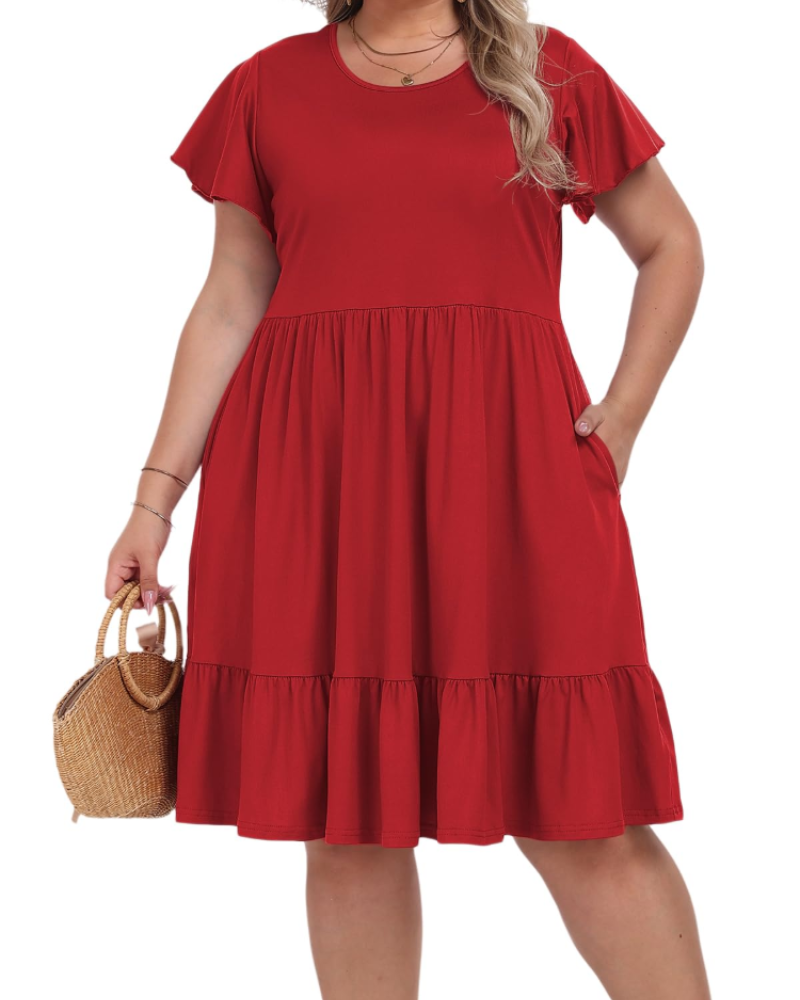 Robe Midi Delaney Tamanho Grande para Mulher – Cintura Alta com Bolsos e Corte Evasé