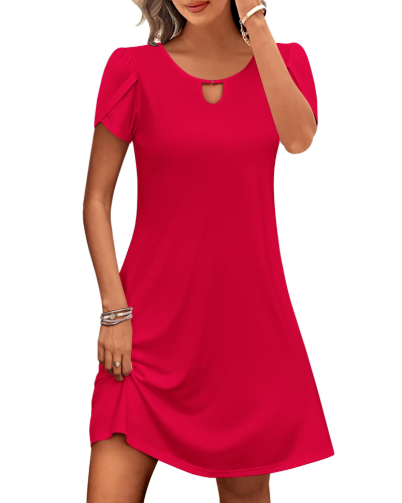 Willow Robe Midi Fleurie Femme – Robe d'Été Coupe Évasée avec Poches & Manches Bouffantes