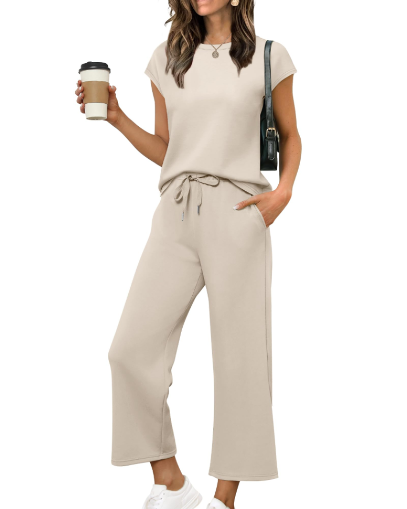 Hannah Women's Summer Set – Short Sleeve Top & Wide Short Pants