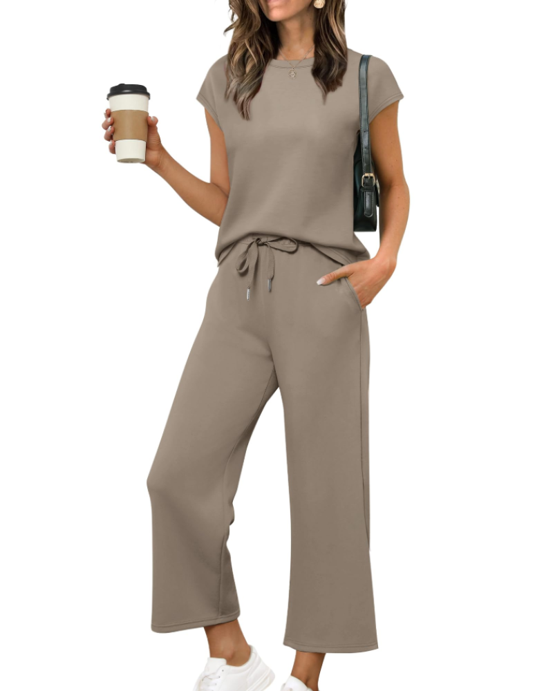 Hannah Women's Summer Set – Short Sleeve Top & Wide Short Pants