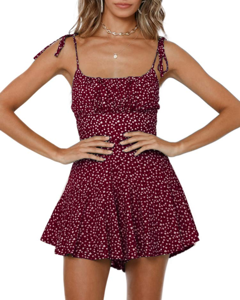 Daisy Combishort Femme Été – Fleurie Bohème à Bretelles Smockée