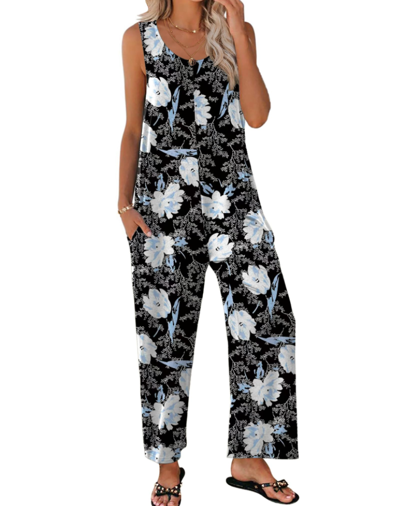 Isabelle Damen-Sommer-Overall – Rundhalsausschnitt Tanktop & Weite Hose