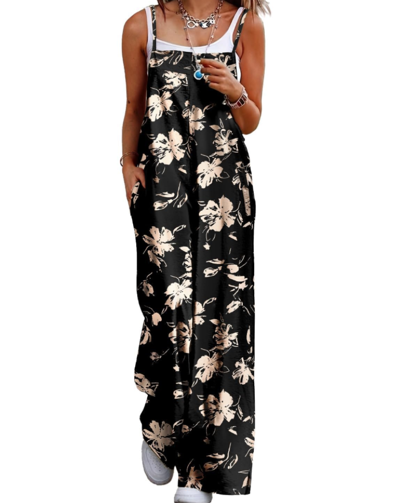 Aily Women's Summer Jumpsuit – Bohemian Floral Cotton Overalls with Pockets