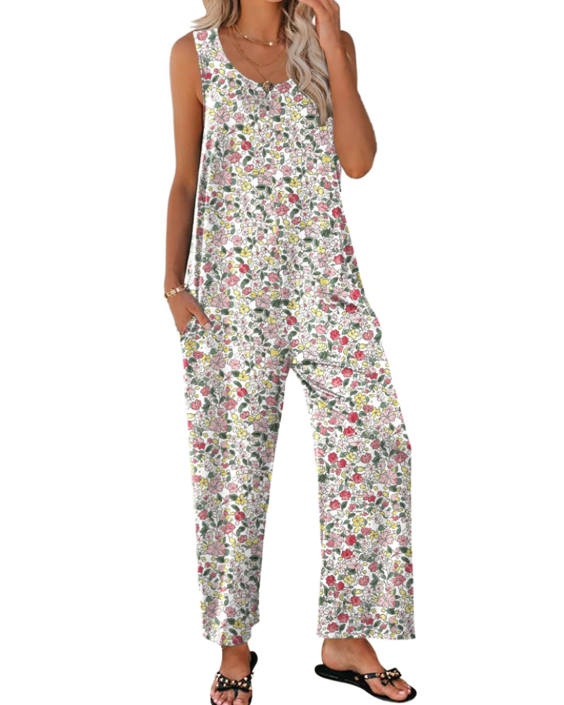 Isabelle Damen-Sommer-Overall – Rundhalsausschnitt Tanktop & Weite Hose