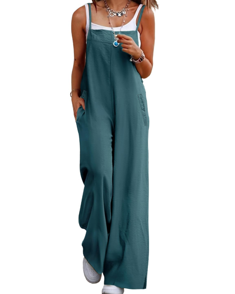Aily Women's Summer Jumpsuit – Bohemian Floral Cotton Overalls with Pockets
