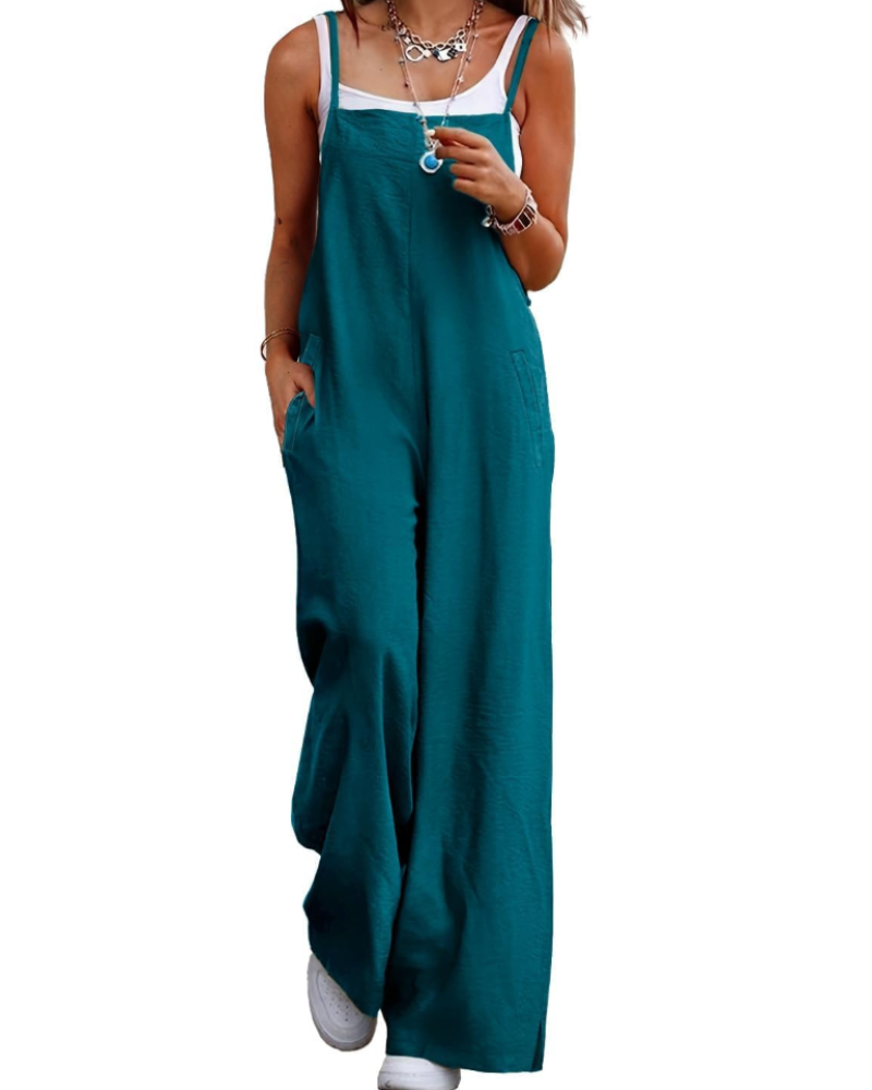 Aily Women's Summer Jumpsuit – Bohemian Floral Cotton Overalls with Pockets