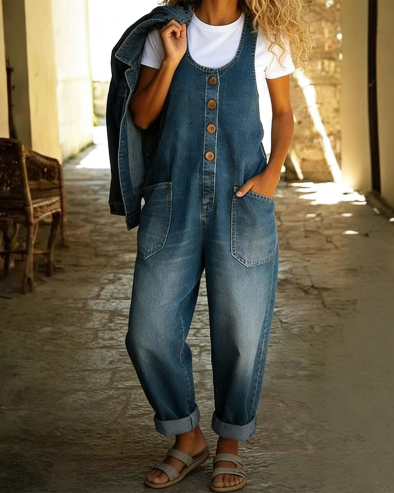 Scarlett Salopette Femme Denim – Jean Large Baggy Y2K à Bretelles