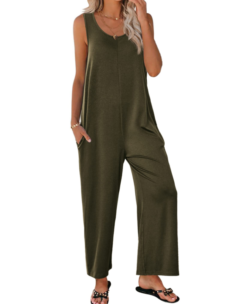 Isabelle Damen-Sommer-Overall – Rundhalsausschnitt Tanktop & Weite Hose