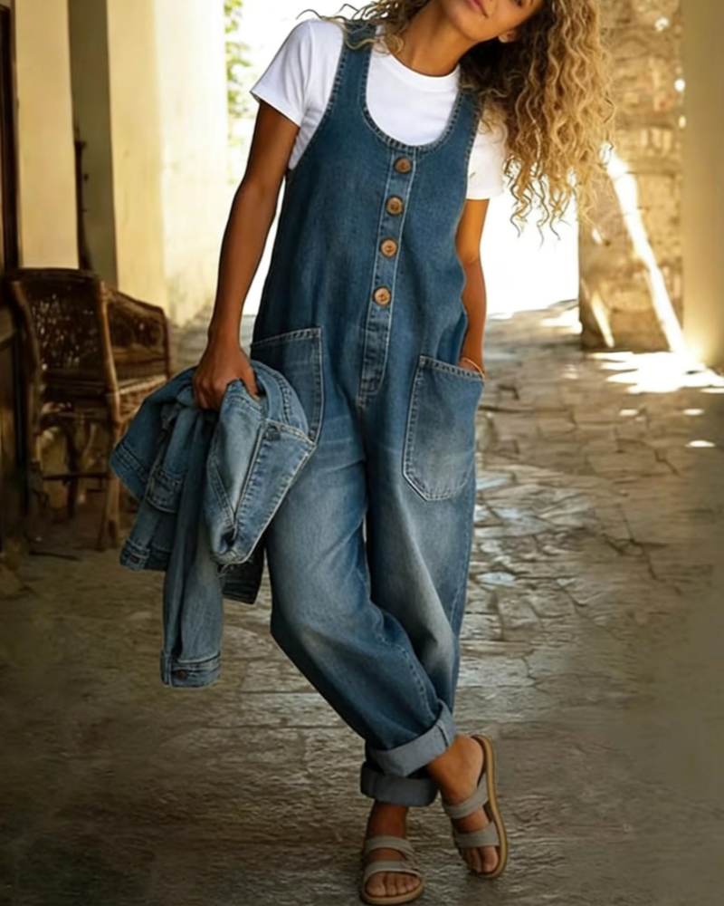 Scarlett Salopette Femme Denim – Jean Large Baggy Y2K à Bretelles