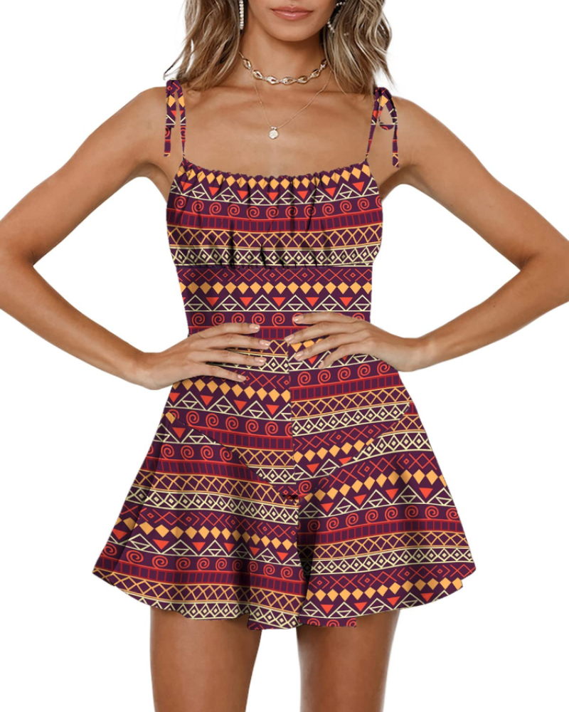 Daisy Combishort Femme Été – Fleurie Bohème à Bretelles Smockée