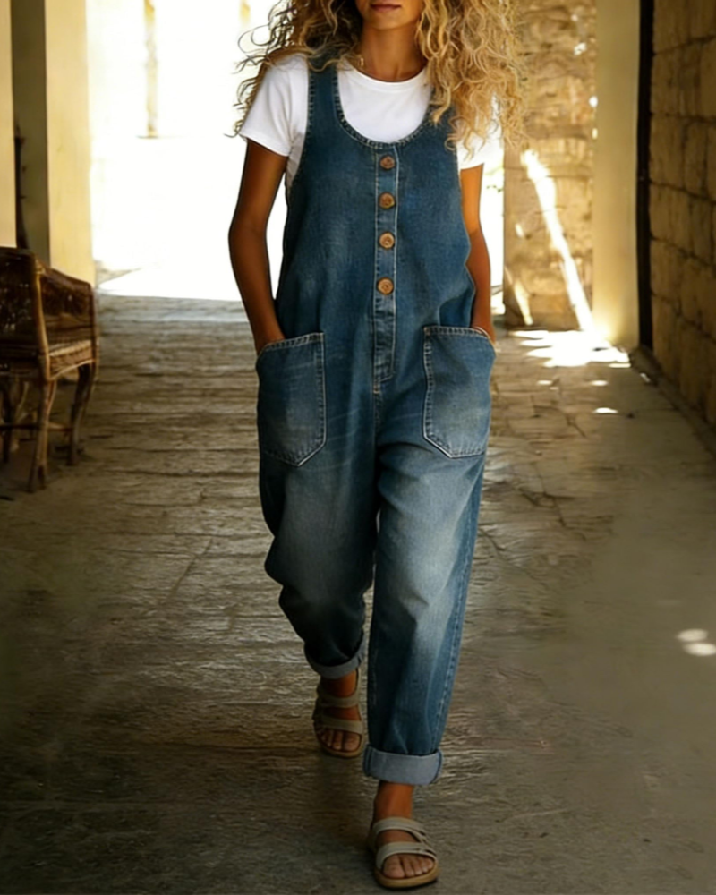 Scarlett Salopette Femme Denim – Jean Large Baggy Y2K à Bretelles
