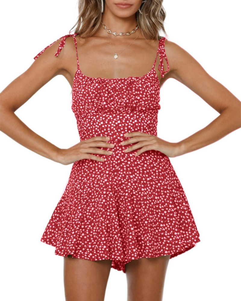 Daisy Combishort Femme Été – Fleurie Bohème à Bretelles Smockée