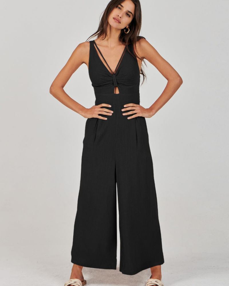 Penelope Combinaison Femme Été – Lin Col V Dos Nu & Pantalon Large