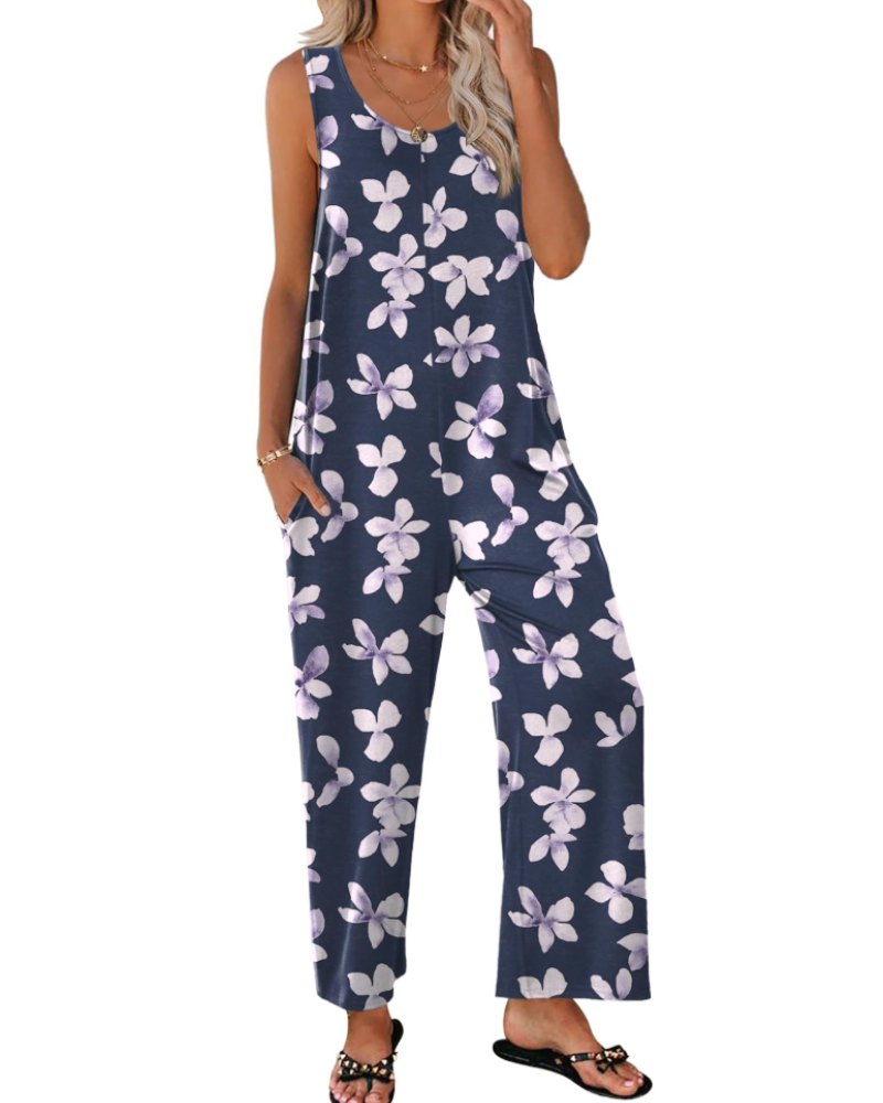 Isabelle Damen-Sommer-Overall – Rundhalsausschnitt Tanktop & Weite Hose