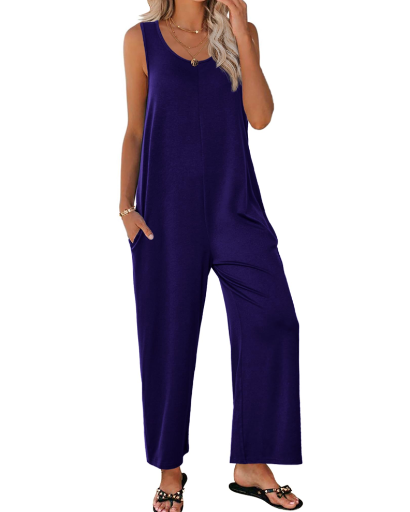 Isabelle Damen-Sommer-Overall – Rundhalsausschnitt Tanktop & Weite Hose