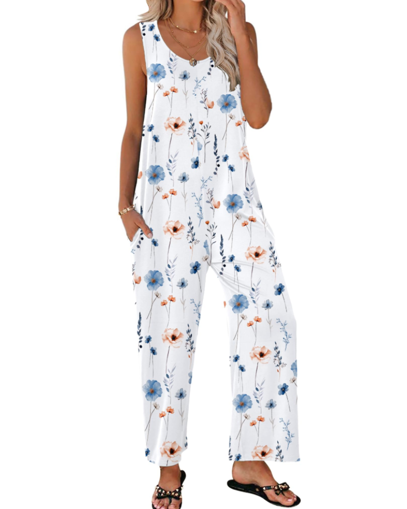 Isabelle Damen-Sommer-Overall – Rundhalsausschnitt Tanktop & Weite Hose