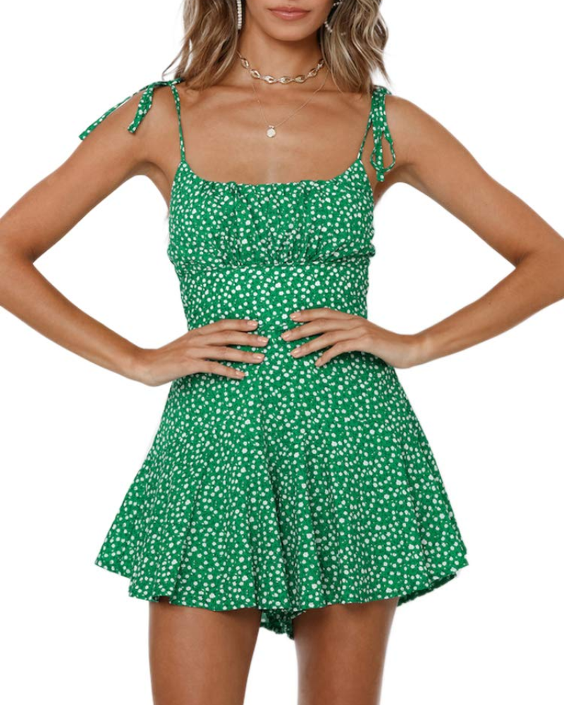 Daisy Combishort Femme Été – Fleurie Bohème à Bretelles Smockée