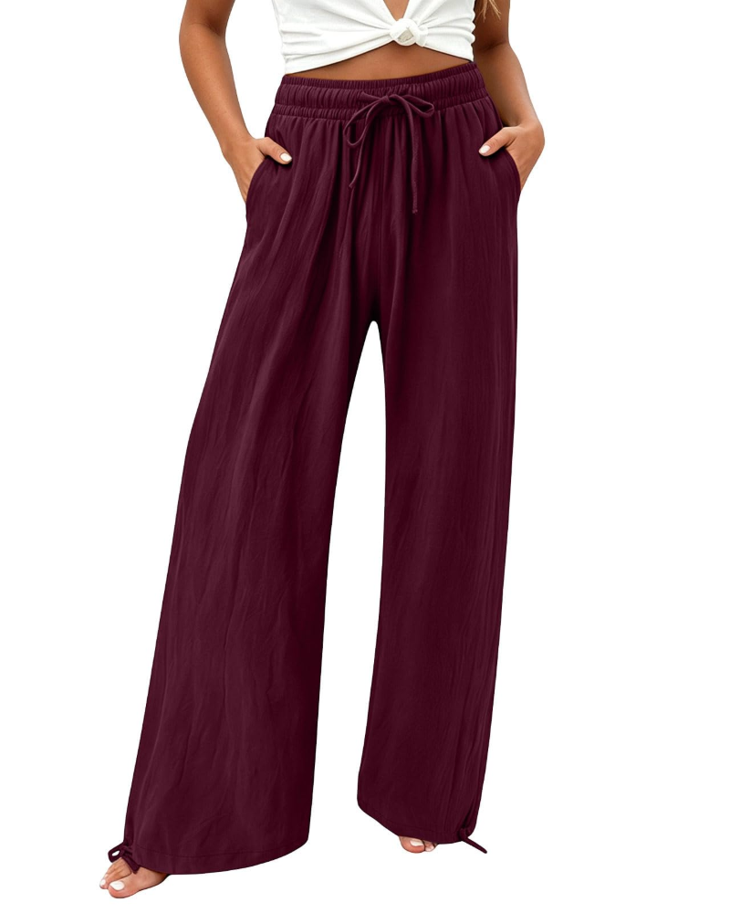 Pantaloni Palazzo Paisley da Donna – Pantaloni Larghi a Vita Alta Stile Bohemien con Tasche