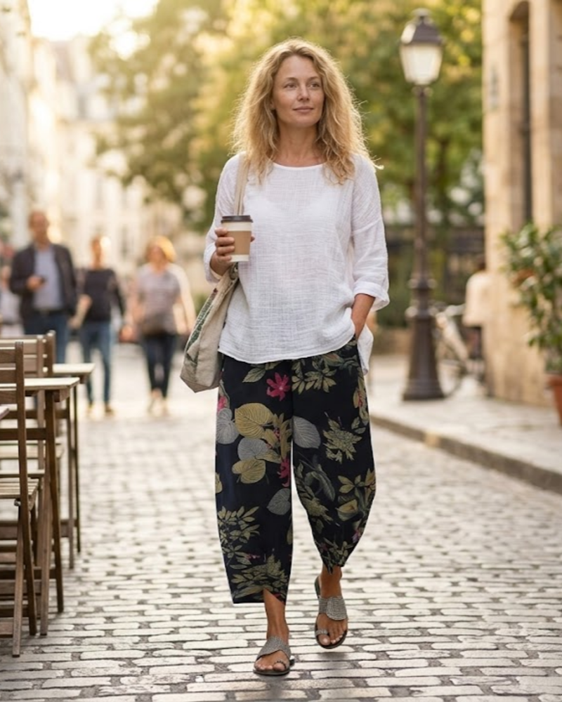 Lana Harembroek Dames Boho – Korte Bedrukte Katoenen Broek met Zakjes