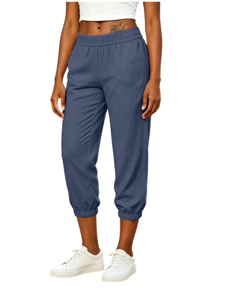 Clara Pantalón Capri Mujer Ligero – Cintura Alta con Cordón y Bolsillos