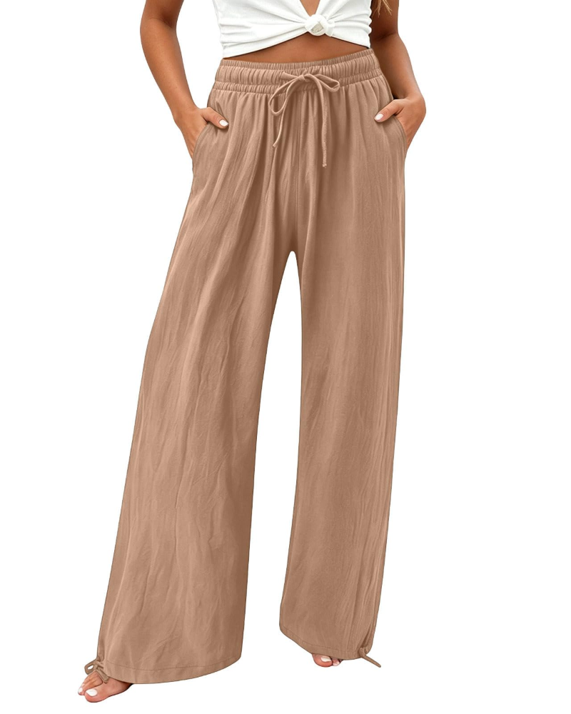 Pantaloni Palazzo Paisley da Donna – Pantaloni Larghi a Vita Alta Stile Bohemien con Tasche