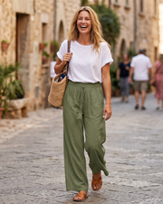 Γυναικείο Παντελόνι Bianca Large από Λινό – Παντελόνι από Μείγμα Βαμβακιού-Λινού με Τσέπες
