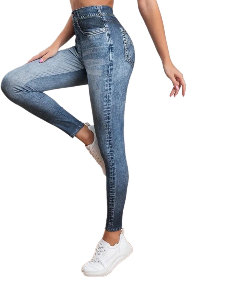 Nérélya Jegging para mujer – Legging de cintura alta elástico con efecto vaquero y realce push-up