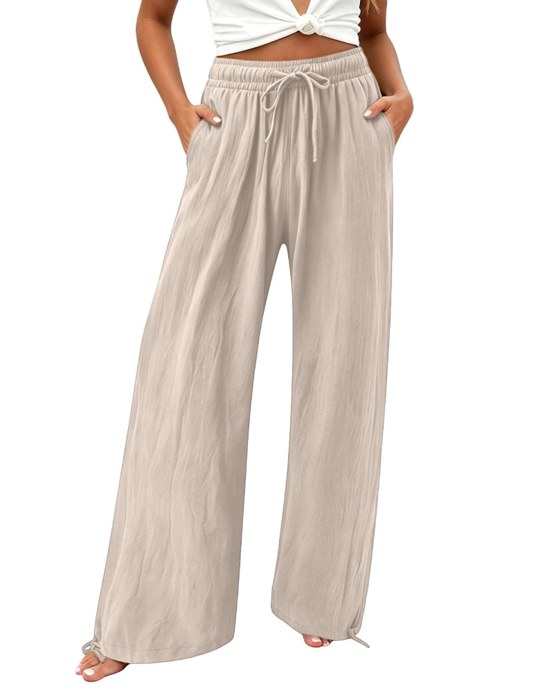 Pantaloni Palazzo Paisley da Donna – Pantaloni Larghi a Vita Alta Stile Bohemien con Tasche
