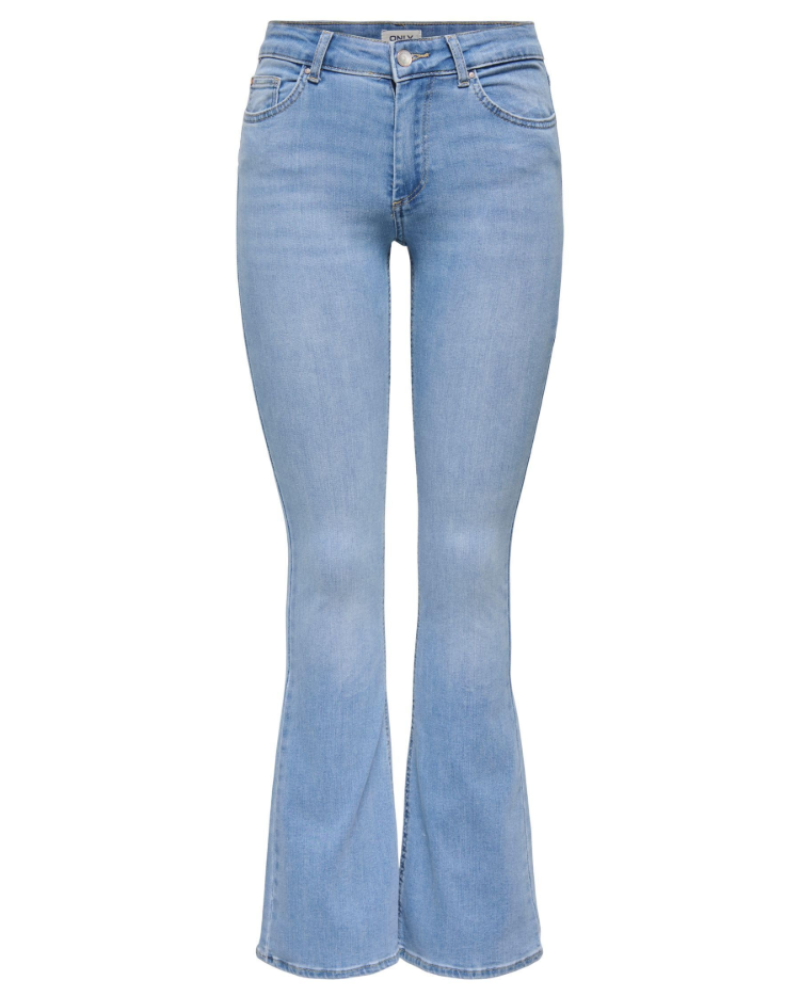 Théolane Jean Flare Feminino – Jeans Evasé de Cintura Alta em Algodão com Bolsos