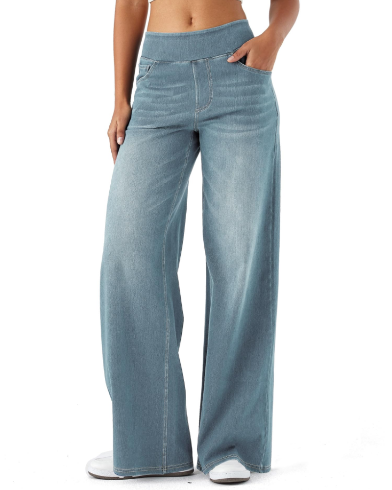 Ysélane Jean Wide Leg til kvinder – Stretchbukser med høj talje i denimlook