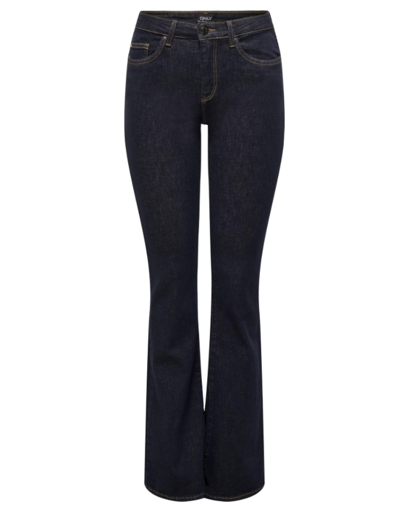 Théolane Jean Flare Feminino – Jeans Evasé de Cintura Alta em Algodão com Bolsos