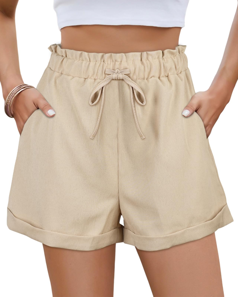Avia Dames Zomerse Short – Hoge Taille Short met Koord en Zakjes