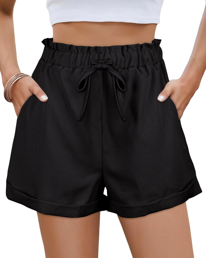 Avia Dames Zomerse Short – Hoge Taille Short met Koord en Zakjes