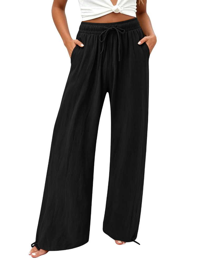 Pantaloni Palazzo Paisley da Donna – Pantaloni Larghi a Vita Alta Stile Bohemien con Tasche