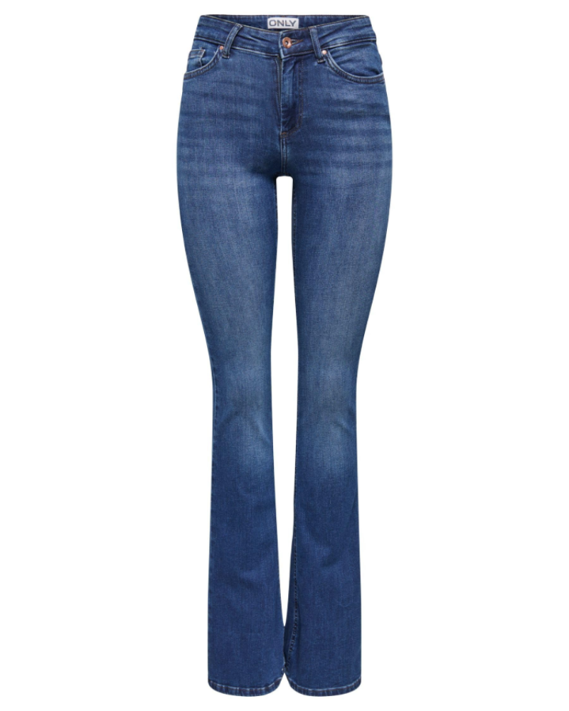 Théolane Jean Flare Feminino – Jeans Evasé de Cintura Alta em Algodão com Bolsos