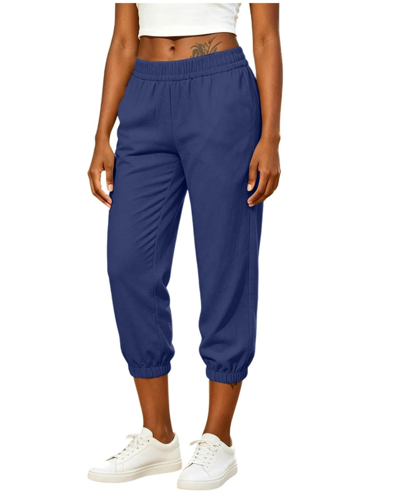 Clara Pantalón Capri Mujer Ligero – Cintura Alta con Cordón y Bolsillos
