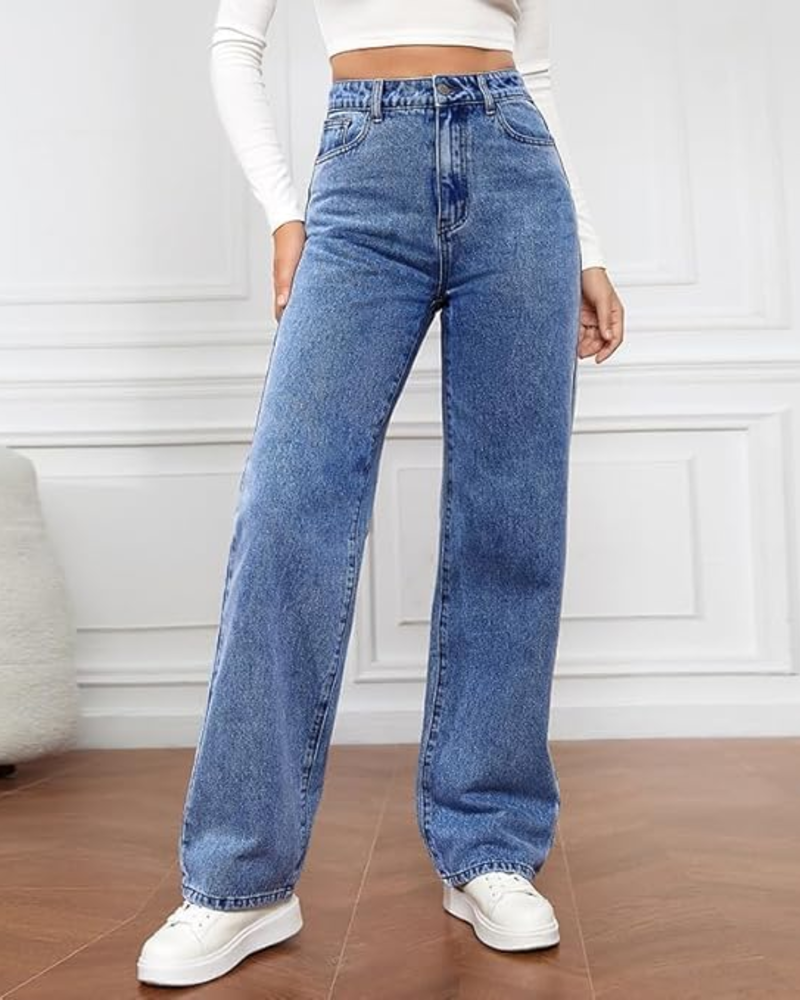 Éléonys γυναικείο wide leg τζιν – ψηλόμεσο ανοιχτό μπλε τζιν σε άνετη γραμμή