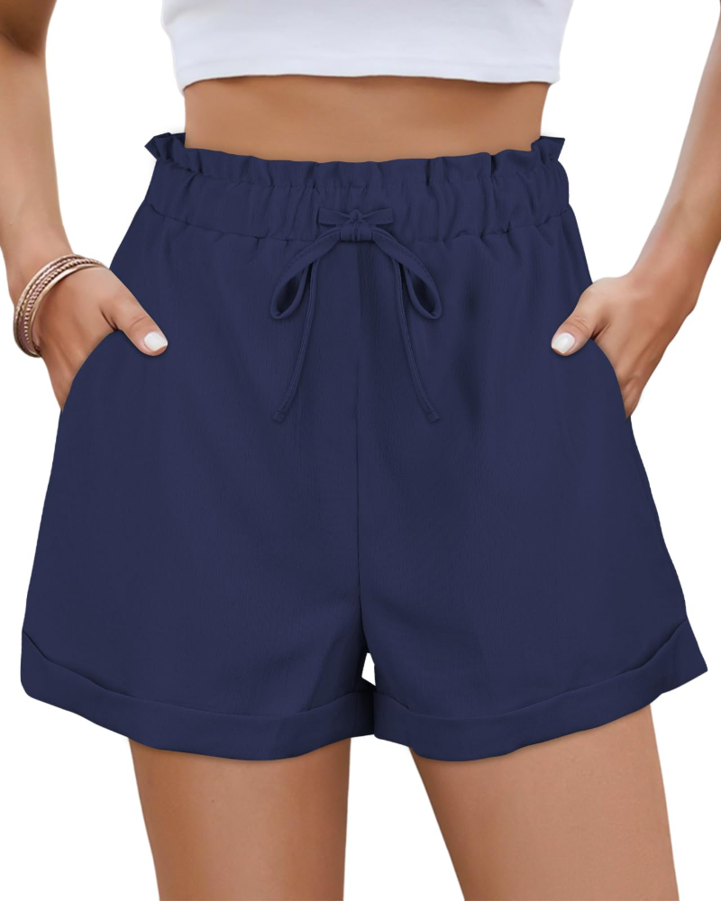 Avia Dames Zomerse Short – Hoge Taille Short met Koord en Zakjes