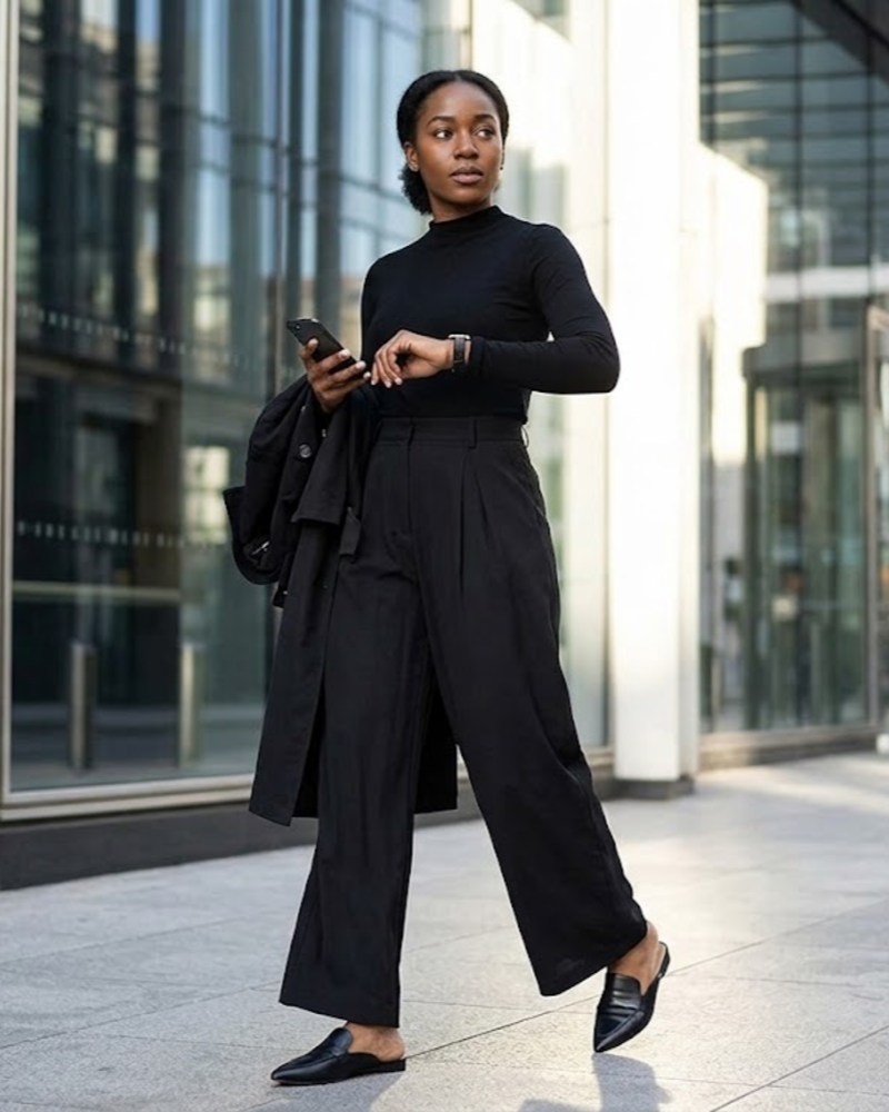 Pantalón palazzo Apolline para mujer de cintura alta: pantalón ancho, fluido y elegante con bolsillos