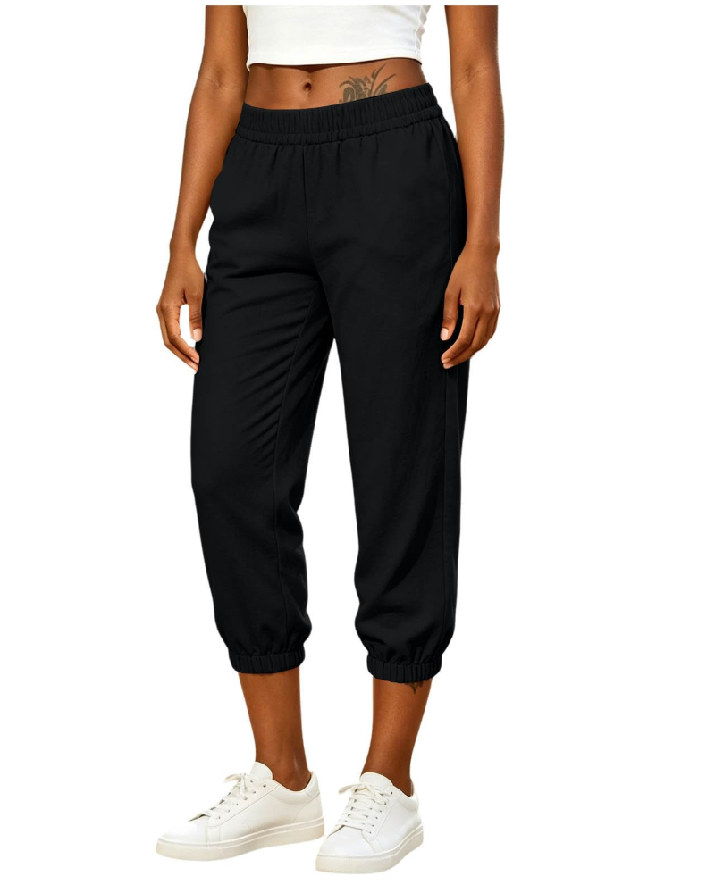 Clara Pantalón Capri Mujer Ligero – Cintura Alta con Cordón y Bolsillos