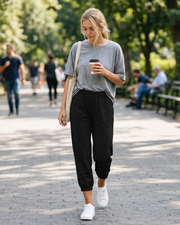 Clara Damen Leichte Pantacourt – Capri mit hoher Taille, Kordelzug und Taschen