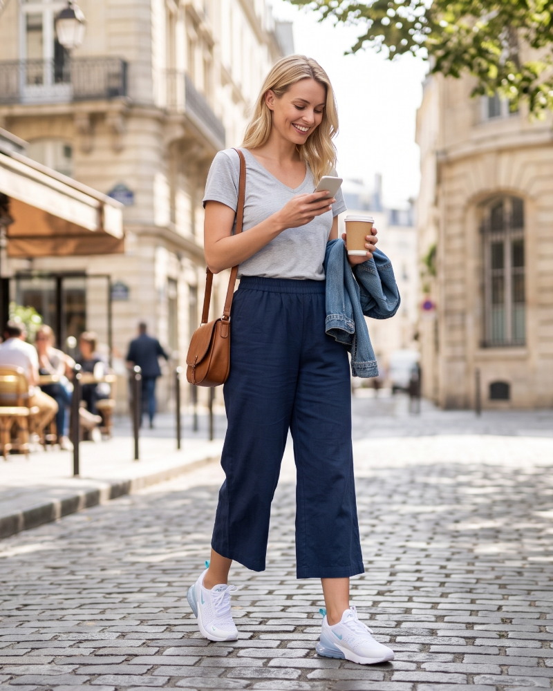 Fiorenza Jupe-Culotte Grande Taille Femme – Pantalon 3/4 Large en Viscose