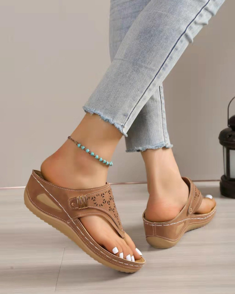 Camille Tongs Compensées Femme – Sandales d’Été Légères à Semelle Confort