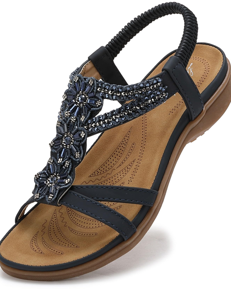 Lily Sandales Bohèmes Femme – Sandales Plates en T avec Soutien de la Voûte Plantaire