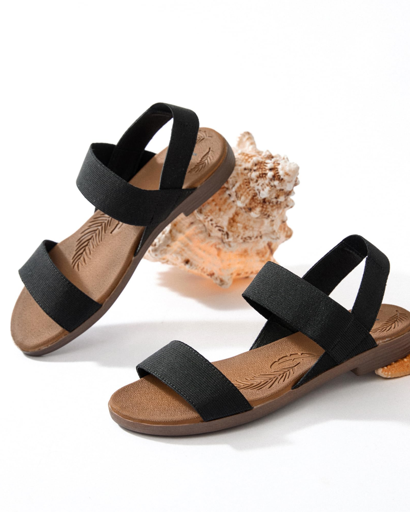 Emma Sandales Plates Femme – Sandales d’Été à Bride Élastique à la Cheville
